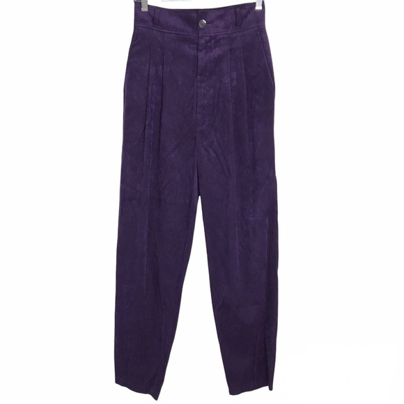 J Brand Purple Twilight Mavis Paper Bag Corduroy Trouser Pants SIZE 26 NEW - Picture 1 of 12